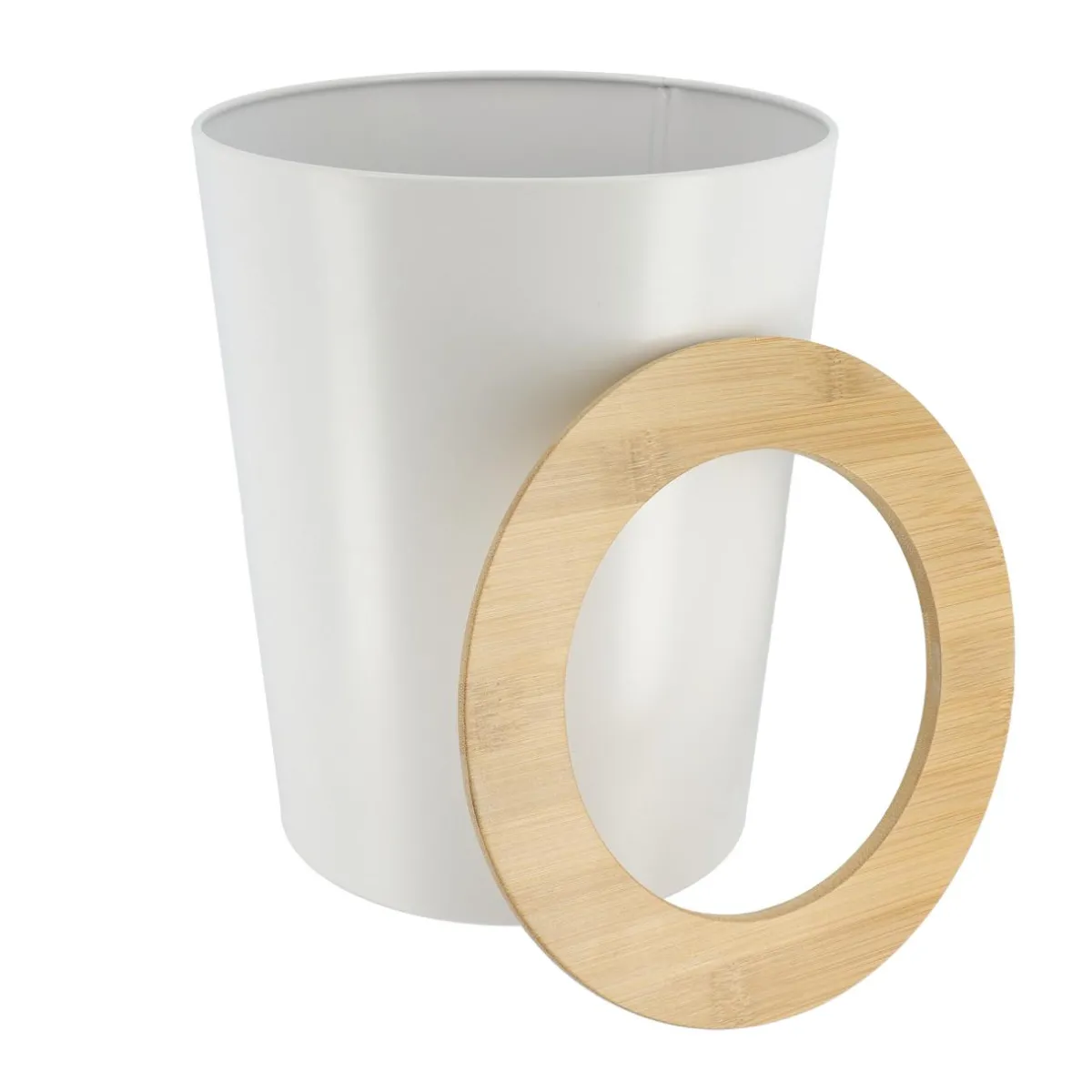 TENDANCE Poubelle salle de bain 5L Purebamboo Blanc Discount