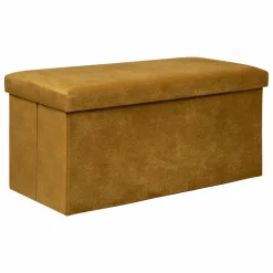 ATMOSPHERA Pouf de rangement double Lilou Jaune moutarde Best