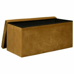 ATMOSPHERA Pouf de rangement double Lilou Jaune moutarde Best