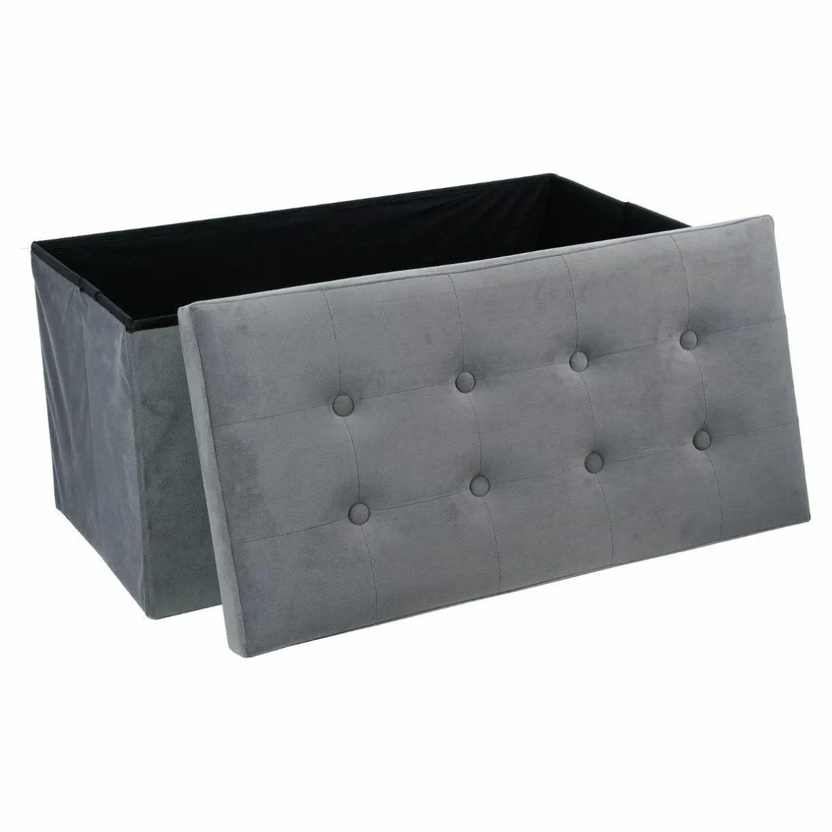 ATMOSPHERA Pouf de rangement double Lysandre Velours Gris Discount