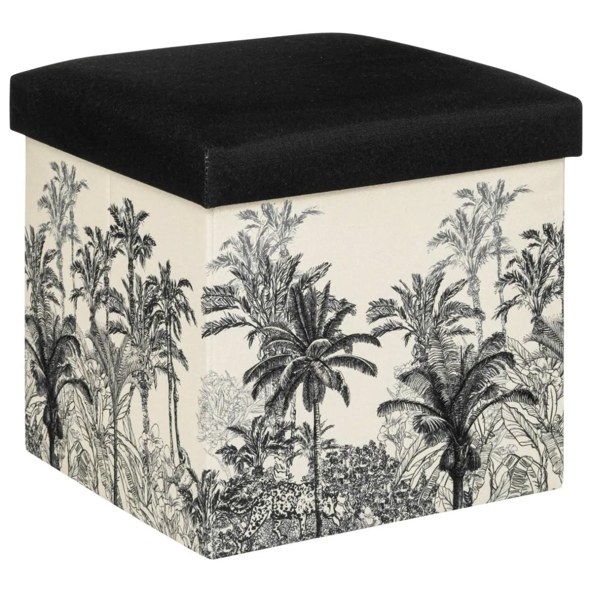 ATMOSPHERA Pouf pliant Benicio et Blanc Noir Clearance