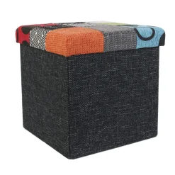THE HOME DECO FACTORY Pouf pliant Patchwork Multicolore Sale
