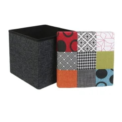 THE HOME DECO FACTORY Pouf pliant Patchwork Multicolore Sale