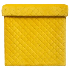 ATMOSPHERA Pouf pliant Velours Jack Jaune Clearance
