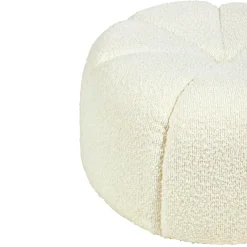 OSTARIA Pouf rond bouclette (D40 x H22 cm) polaire Blanc Discount