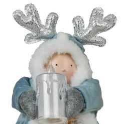 JJA Poupée lumineuse debout (H34 cm) Alice et bougie Bleu Ciel Clearance