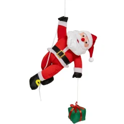 FEERIC LIGHTS Père Noël à suspendre (H60 cm) Magnus et son cadeau Rouge Outlet