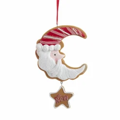 CHRISTMAS INSPIRATIONS Père Noël à suspendre (H13 cm) Père-Noël Lune Blanc Clearance