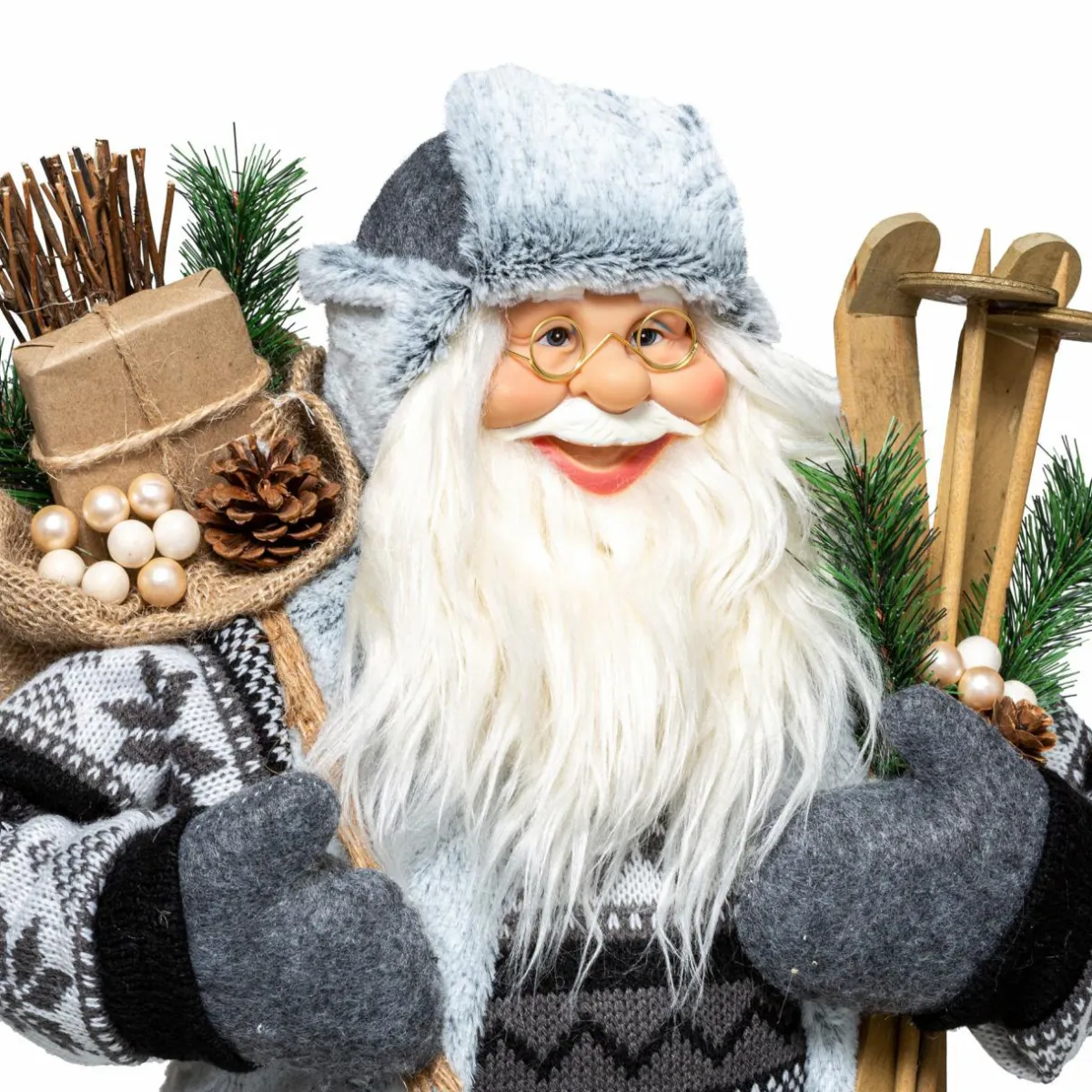 Feeric Lights & Christmas Père Noël déco traditionnel (H120 cm) Arnold Gris Hot