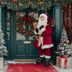 Feeric Lights & Christmas Père Noël Géant Traditionnel (H180 cm) Tobias Rouge Discount