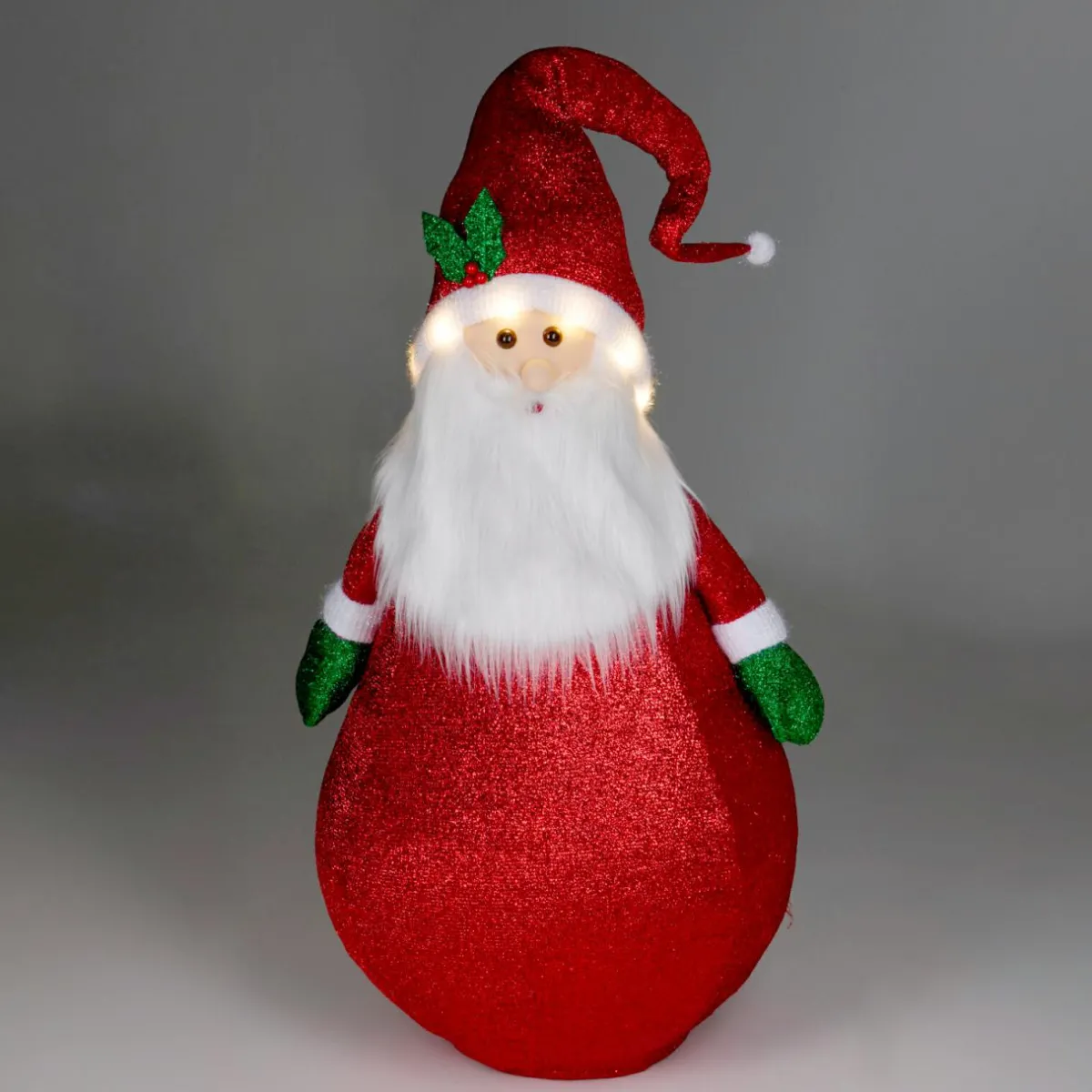 KOOPMAN Père Noël lumineux à piles (H120 cm) Pliable pailleté Rouge Clearance