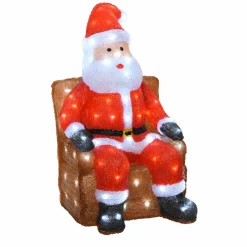 EMINZA Père Noël lumineux assis 100 LED (H60 cm) Blanc froid Discount