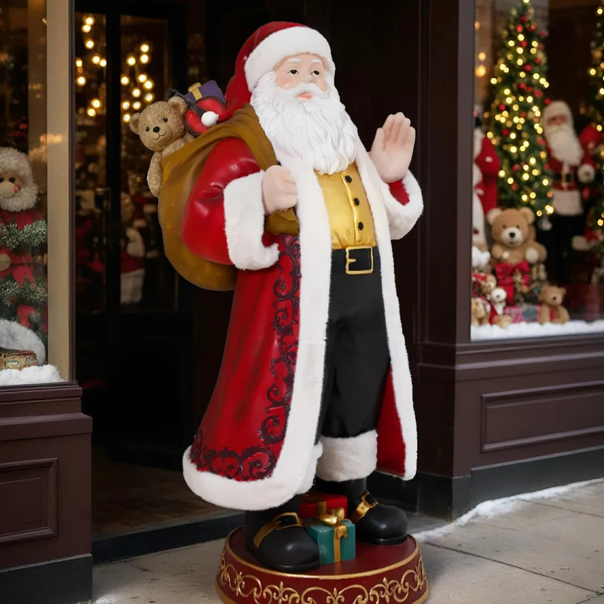 EMINZA Père Noël traditionnel Géant (H170 cm) Tournée de cadeaux Rouge Sale