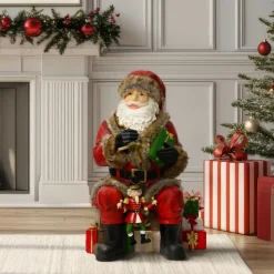 EMINZA Père Noël traditionnel (H80 cm) Casse-noisette Marionnette Rouge Sale
