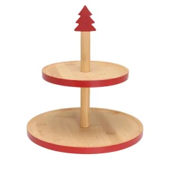 KOOPMAN Présentoir à gâteaux (H26 cm) Les Alpes Rouge Naturel Sale