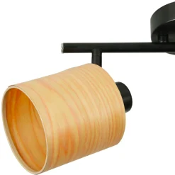 OSTARIA Rampe de spot 2 abat-jours métal et bois (L31 cm) Alaska Noir New