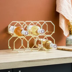 EMINZA Range-bouteilles métal pliable (H22 cm) Elio Or Outlet