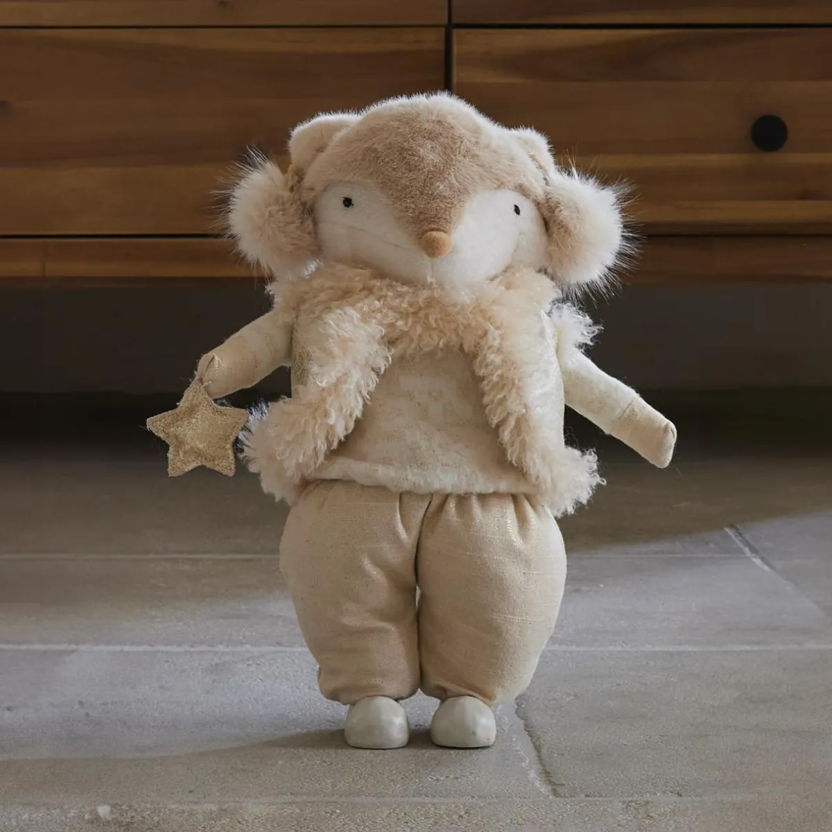 KAEMINGK Renard de Noël debout (H41 cm) Etoile scandinave dée Or Discount