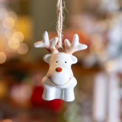 KAEMINGK Renne de Noël à suspendre (H6 cm) Dolomite Blanc