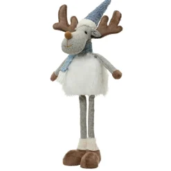 KAEMINGK Renne de Noël debout (H56 cm) Stan et fourrure blanche Gris New