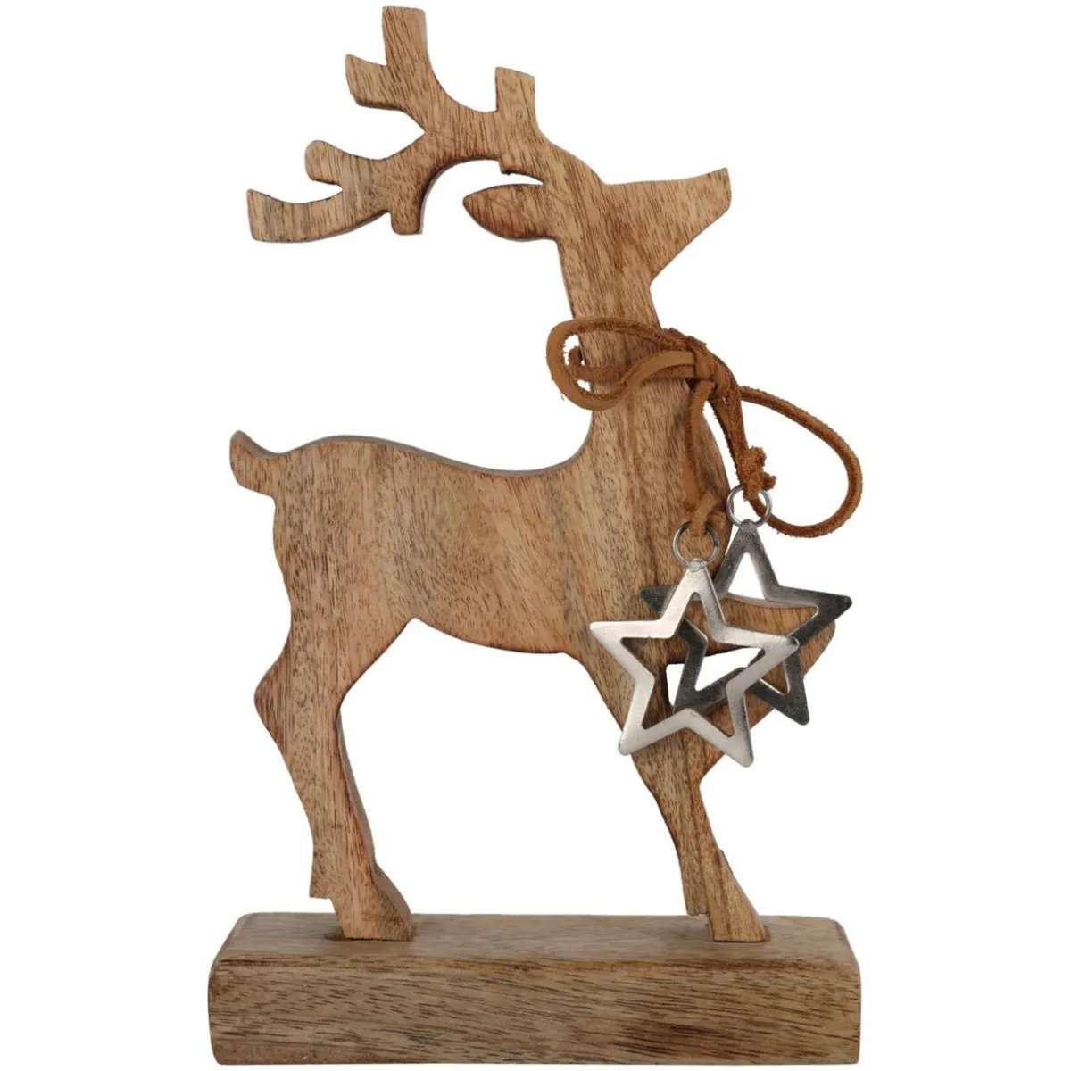 KOOPMAN Renne de Noël en de manguier (H26 cm) Nature sauvage Bois Best