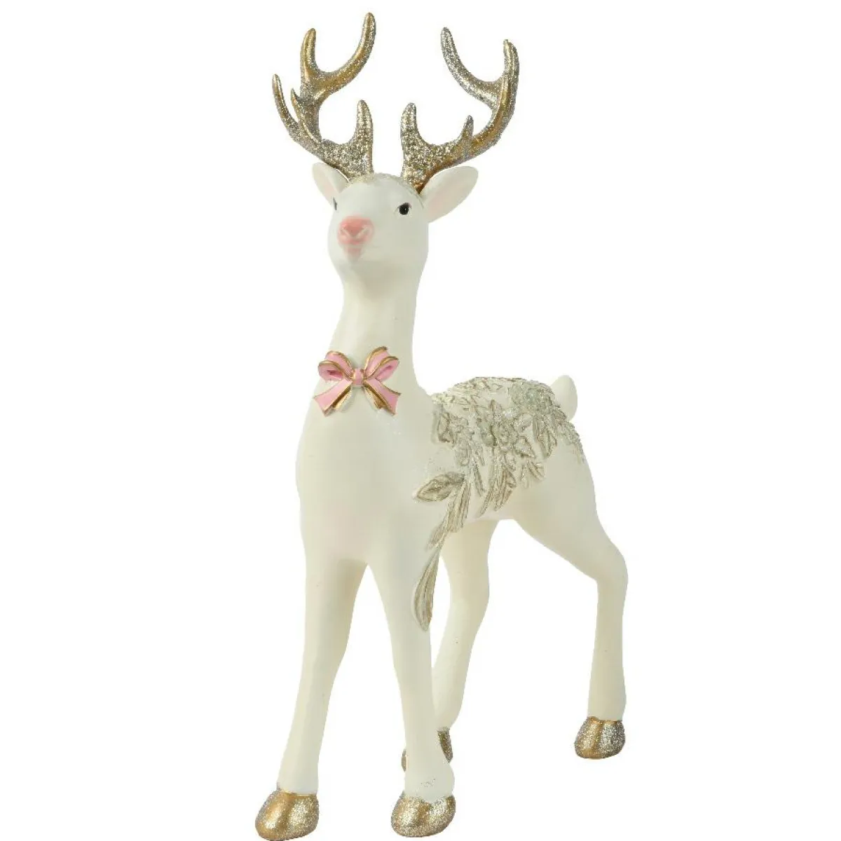 KAEMINGK Renne de Noël (H30 cm) Prince des Bois et rose Blanc Outlet