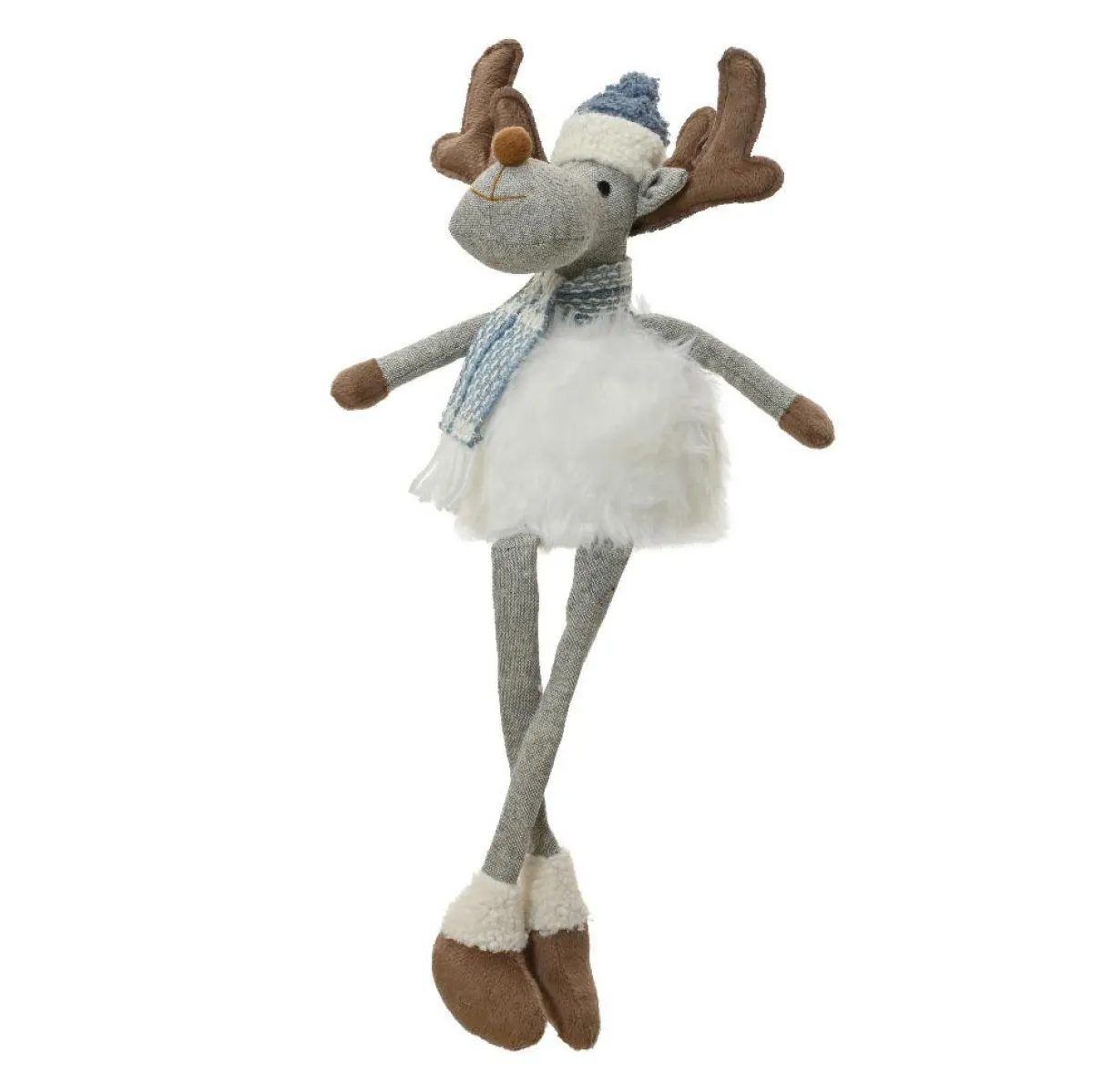 KAEMINGK Renne de Noël jambes souples (H51 cm) Stan et fourrure blanche Gris Discount