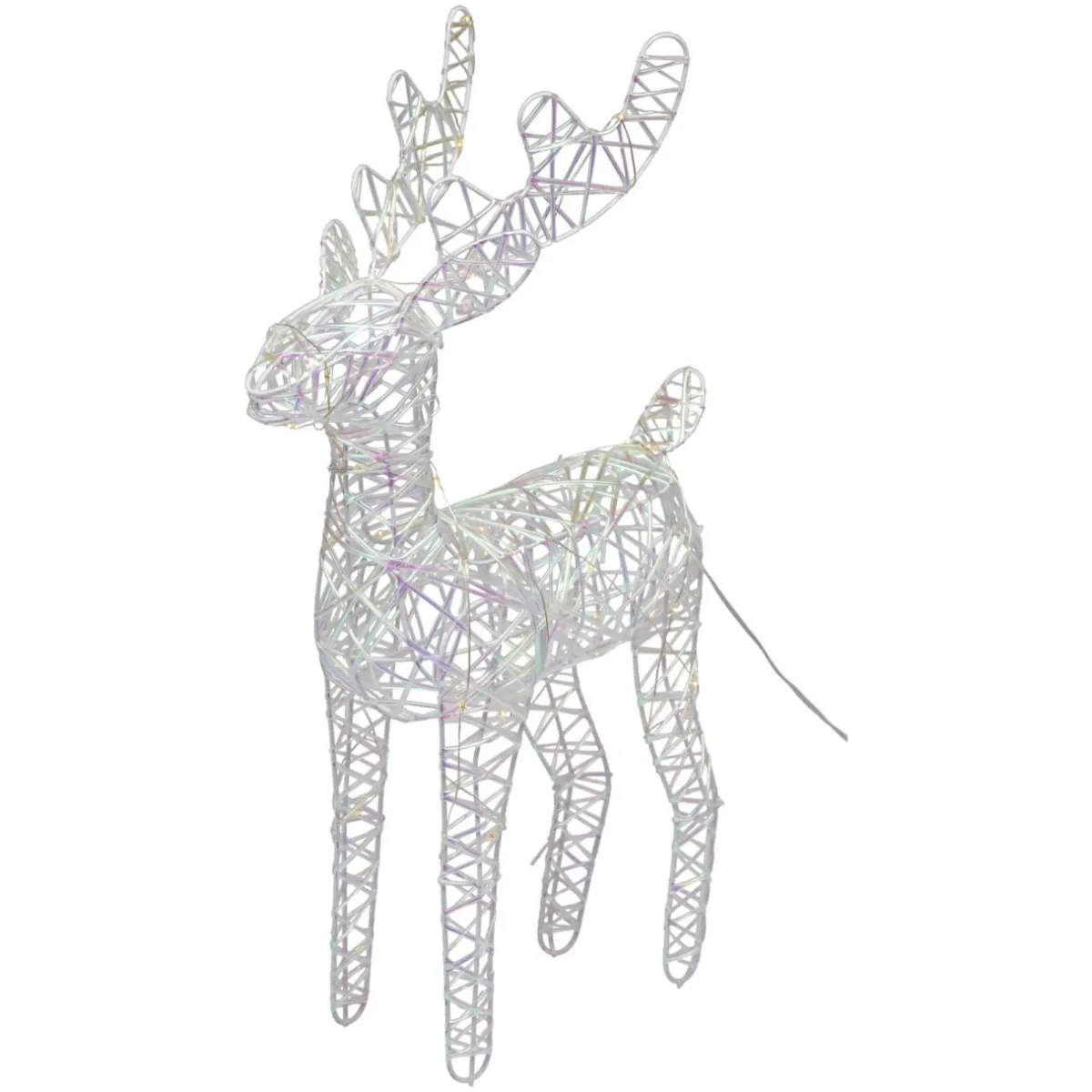 KOOPMAN Renne de Noël lumineux à piles (H37 cm) Gulliver Irisé et blanc chaud Transparent irisé Online