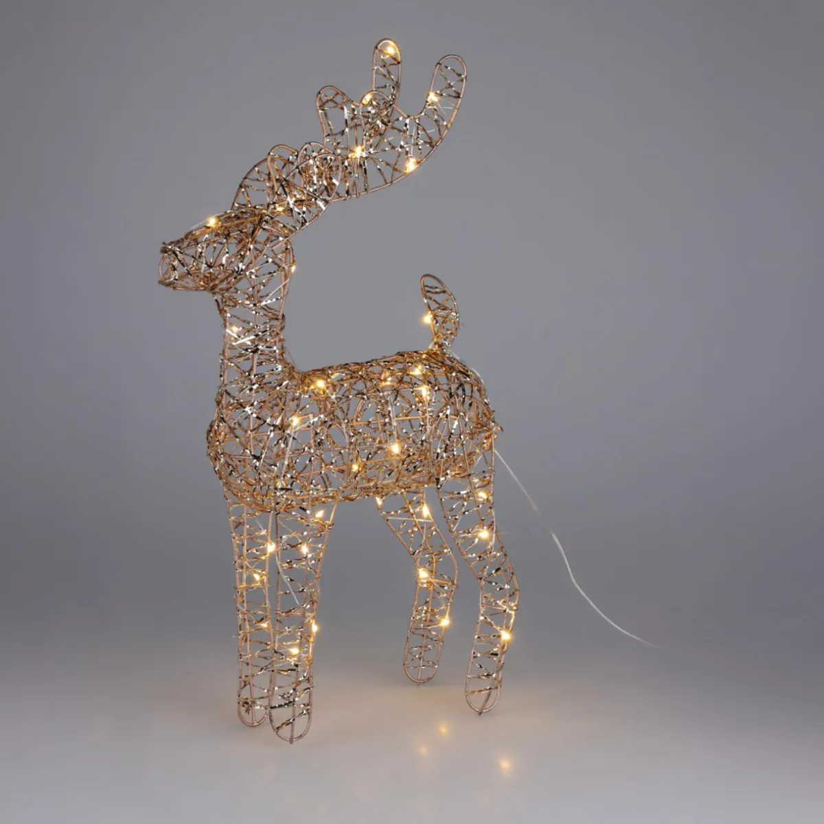 KOOPMAN Renne de Noël lumineux à piles (H37 cm) Gulliver et blanc chaud Or Outlet