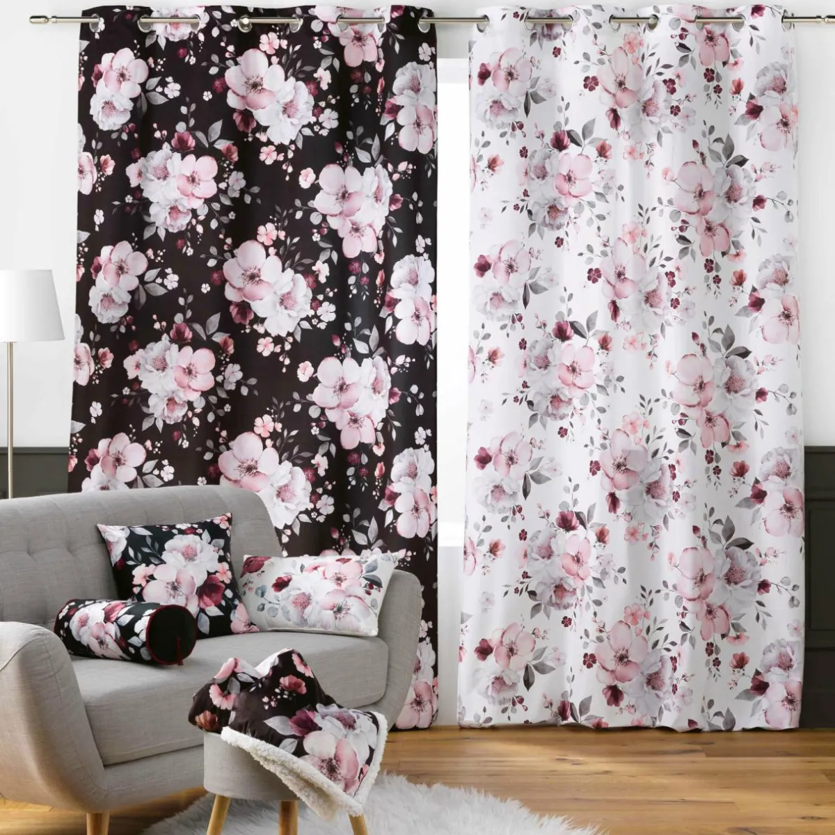 DOUCEUR D'INTERIEUR Rideau (140 x 240 cm) Velvet flower Blanc New