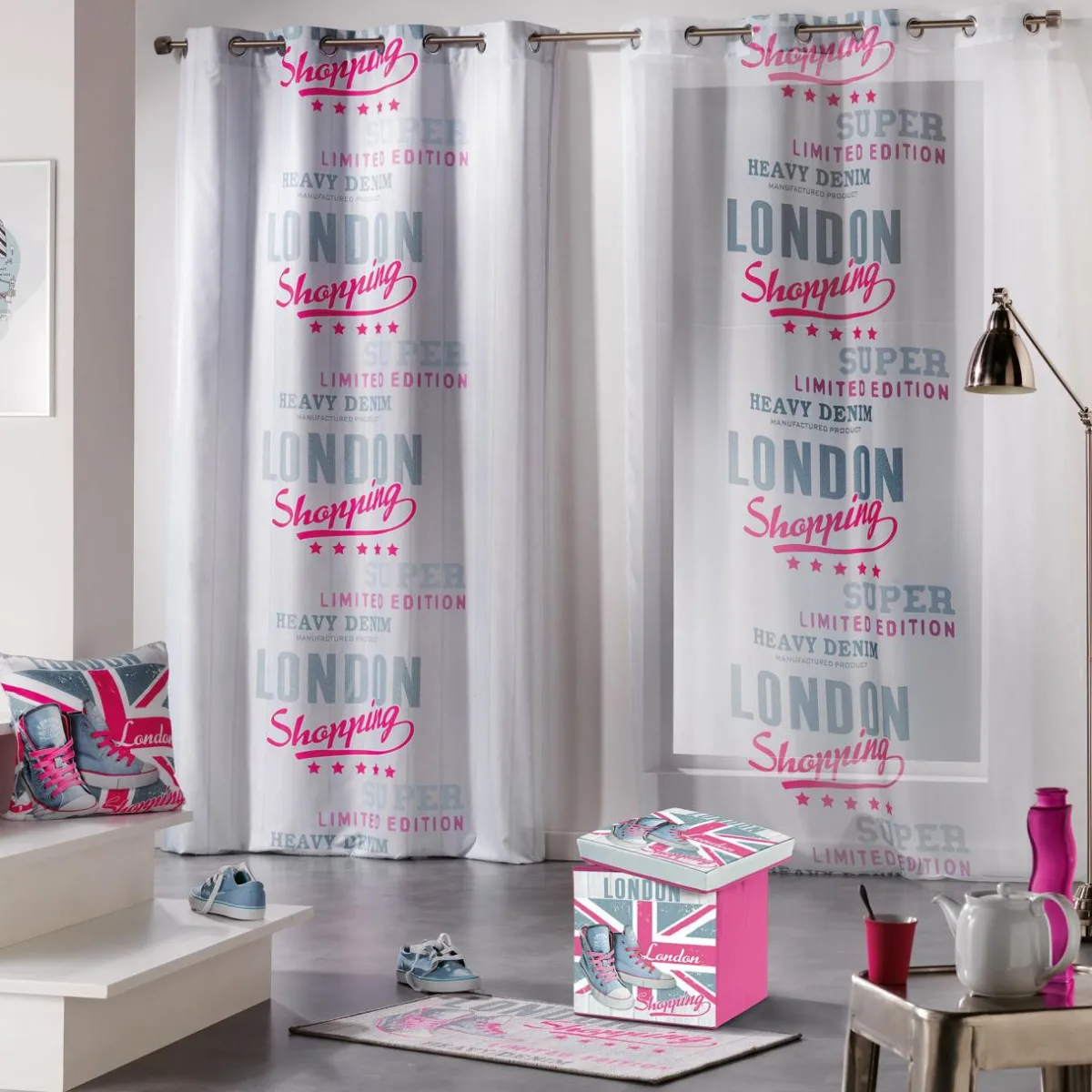 DOUCEUR D'INTERIEUR Rideau (140 x H240 cm) Girly London Blanc Best