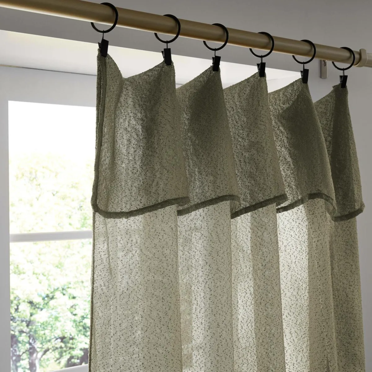 EMINZA Rideau ajustable bouclette (140 x max 300 cm) Eliott Vert kaki New