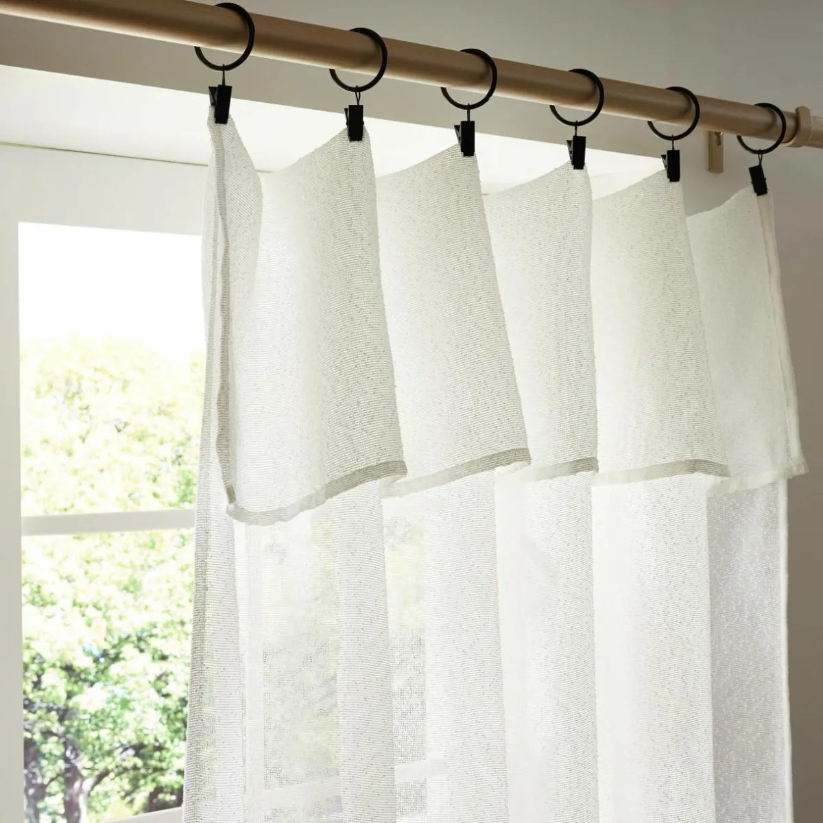 EMINZA Rideau ajustable bouclette (140 x max 300 cm) Eliott Ivoire Clearance