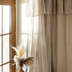 EMINZA Rideau ajustable gaze de coton (140 x 300 cm) Gaïa rayures Ficelle Rayure Ficelle Sale