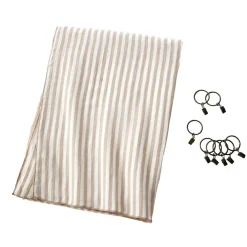 EMINZA Rideau ajustable gaze de coton (140 x 300 cm) Gaïa rayures Ficelle Rayure Ficelle Sale