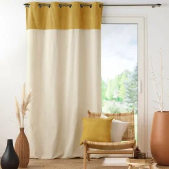 EMINZA Rideau bouclette (140 x 240 cm) Ava Jaune ocre
