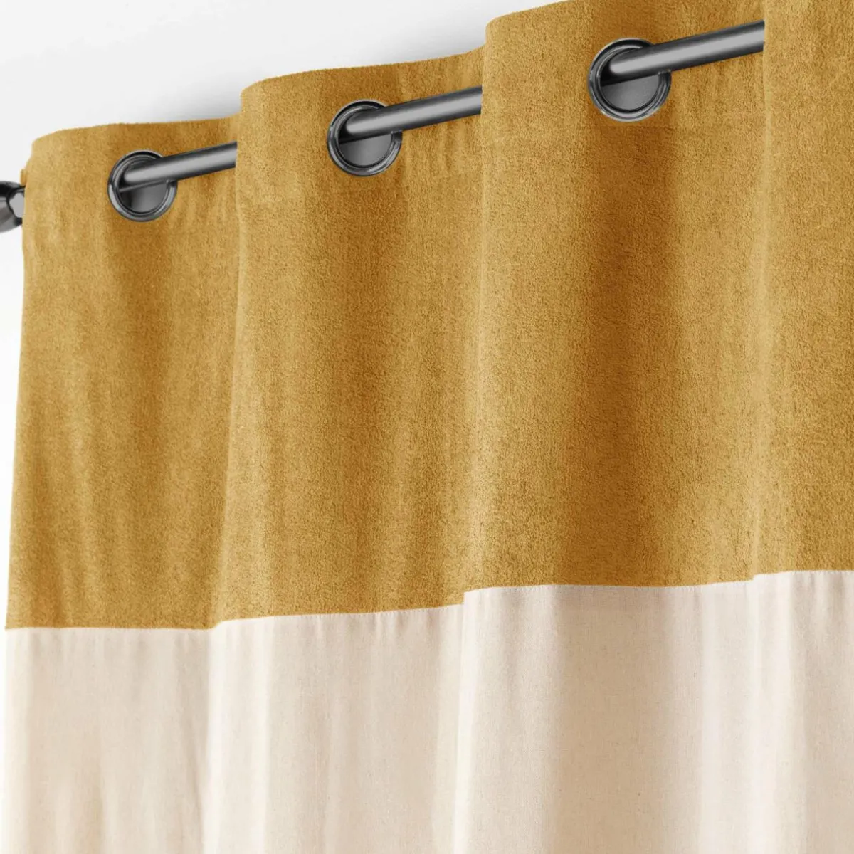 EMINZA Rideau bouclette (140 x 240 cm) Ava Jaune ocre