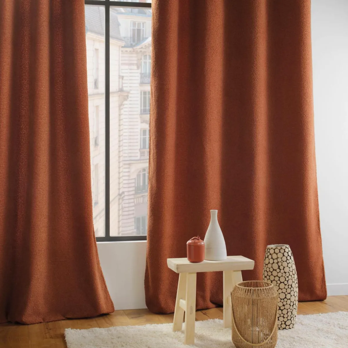 douceur d'intu017drieur Rideau bouclette (140 x 240 cm) Wooly Terracotta Sale