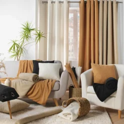 douceur d'intu017drieur Rideau bouclette (140 x 240 cm) Wooly Ecru Beige Clearance