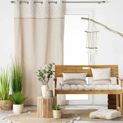 DOUCEUR D'INTERIEUR Rideau coton (140 x 240 cm) Bahina Beige Outlet