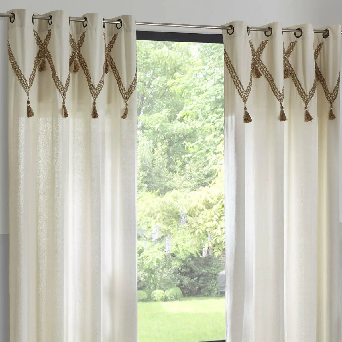 ATMOSPHERA Rideau coton (140 X 260 cm) Carmen Beige New