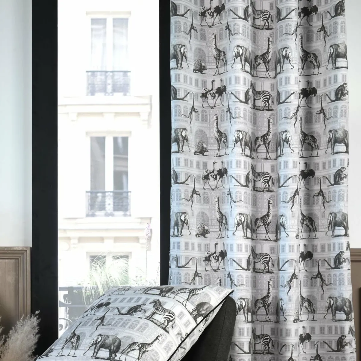 LOVELY CASA Rideau coton (135 x 250 cm) Haussmann Gris New