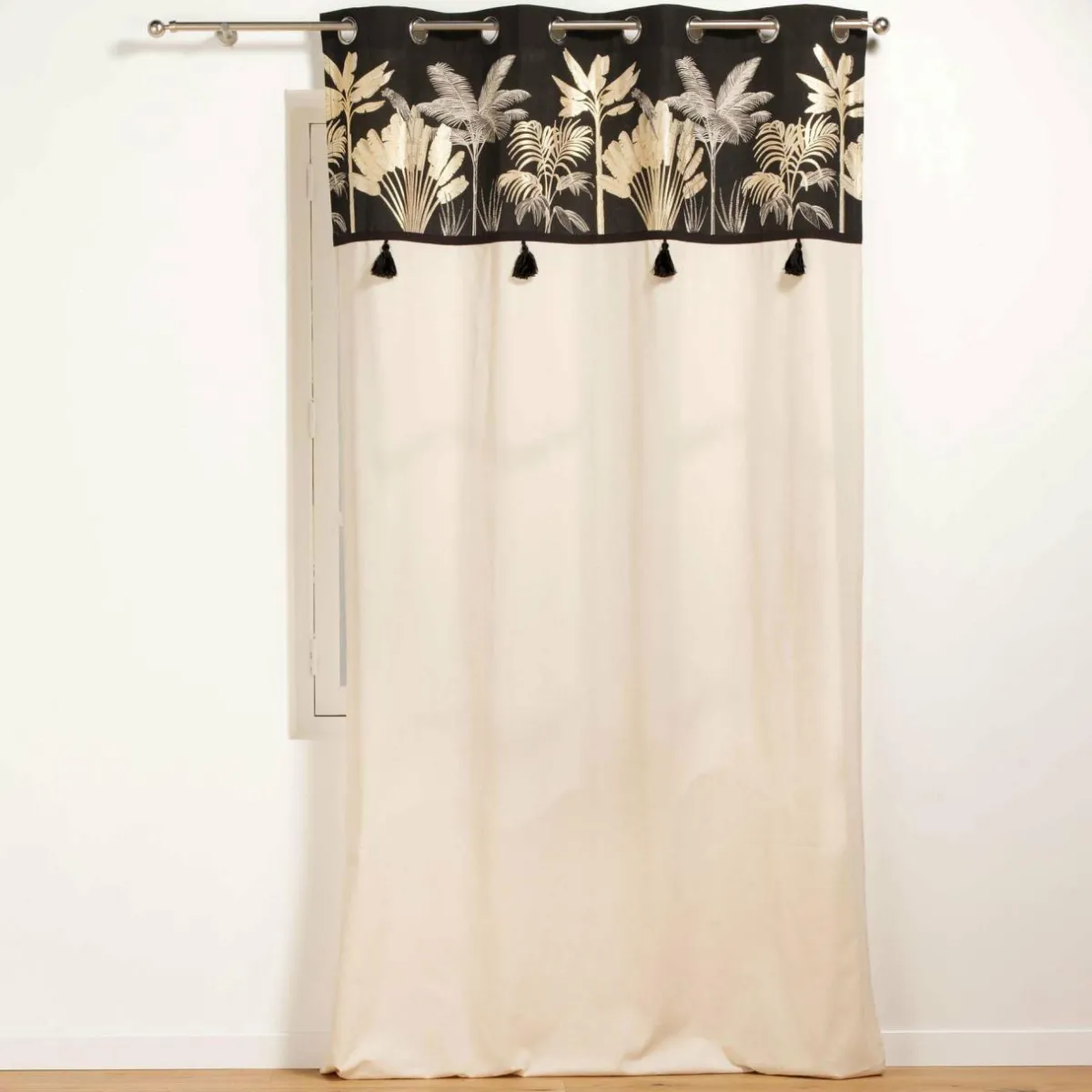 DOUCEUR D'INTERIEUR Rideau coton (140 x 240 cm) Karaba Noir Outlet