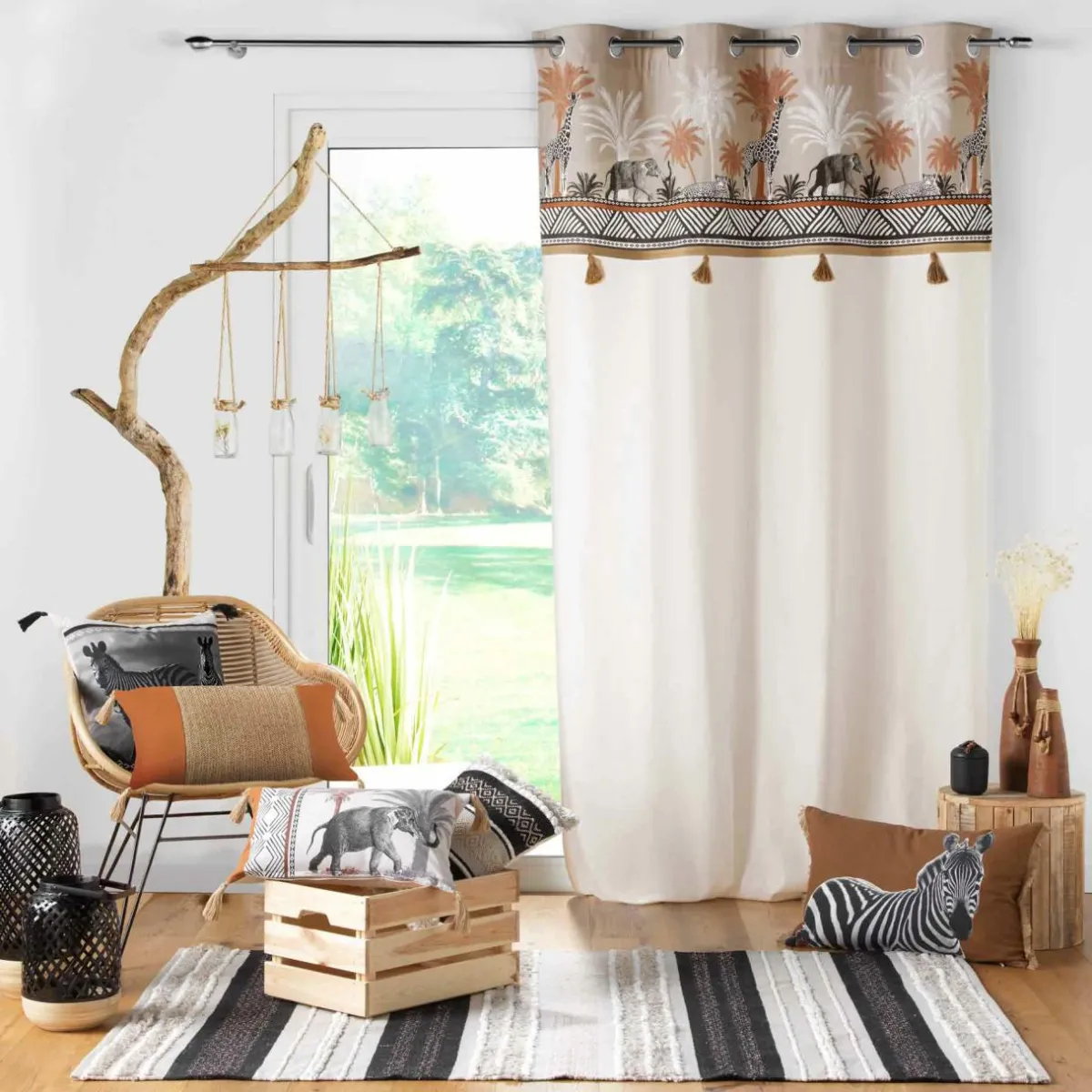 DOUCEUR D'INTERIEUR Rideau coton (140 x 240 cm) Kenya lodge Taupe Online