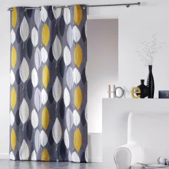 DOUCEUR D'INTERIEUR Rideau coton (140 x 240 cm) Leafy Jaune Discount
