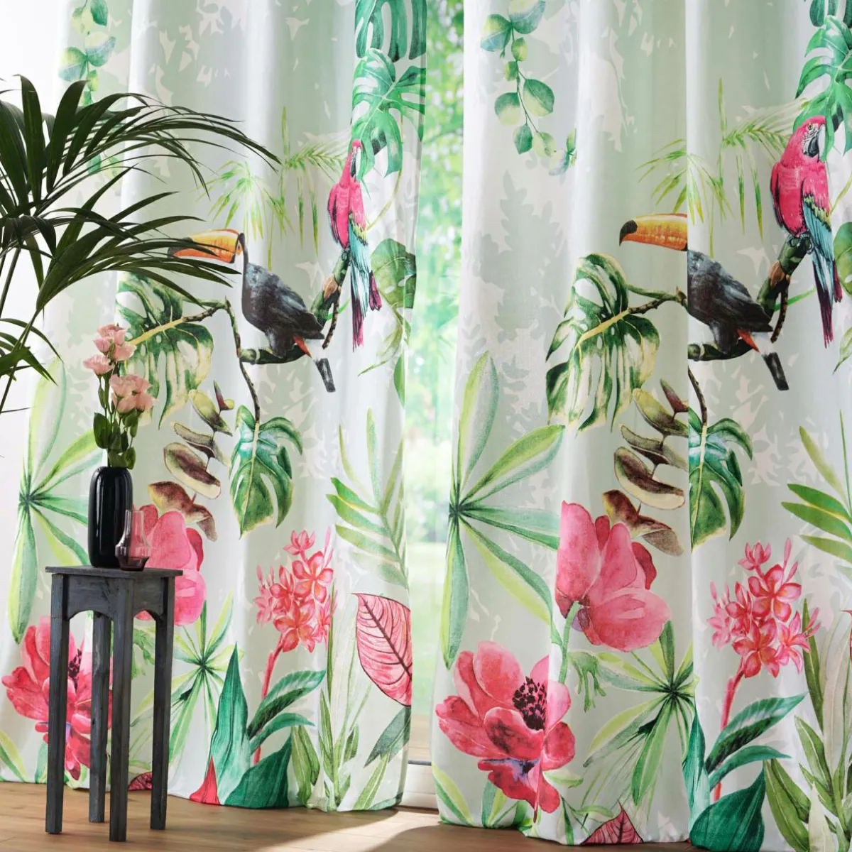 DOUCEUR D'INTERIEUR Rideau coton (140 x 260 cm) Louisiane Vert Discount