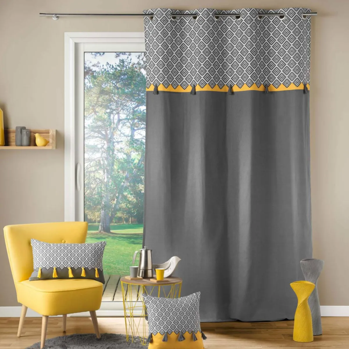 DOUCEUR D'INTERIEUR Rideau coton (140 x 240 cm) Neo Casa Gris Online