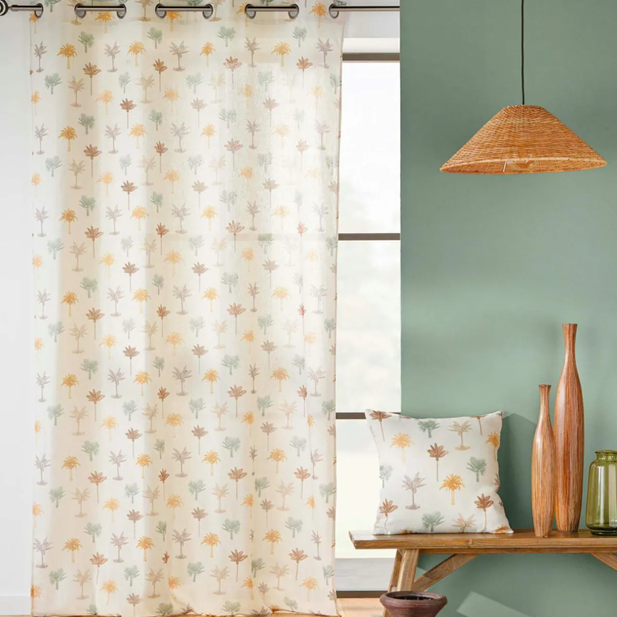 douceur d'intu017drieur Rideau coton (140 x 280 cm) Palmelia Beige Hot