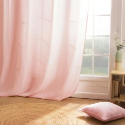EMINZA Rideau coton (140 x 260 cm) Pixel Rose poudré Discount