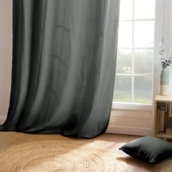 EMINZA Rideau coton (140 x 260 cm) Pixel Gris Anthracite Clearance